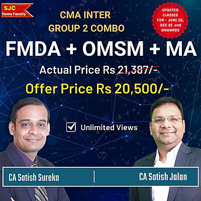 CMA Inter Group 2 Combo - FM DA + OM SM + MA by CA Satish Jalan & CA Satish Sureka