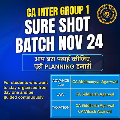 CA Inter Group 1 Sure Shot Batch For Nov 24 - By SJC Institute